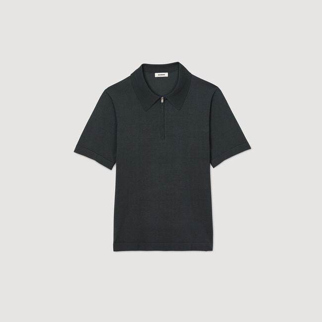 Poloshirt aus Strick mit Reißverschluss